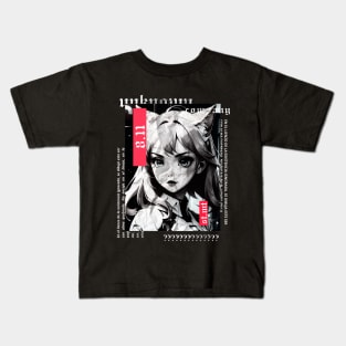 Cat Girl | gothic alternative clothing | grunge | dark | black and white Kids T-Shirt